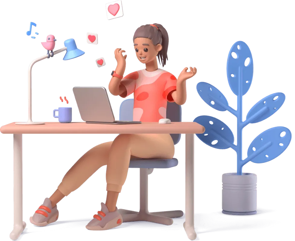 Девушка за ноутбуком выбирает покупки на SHEIN