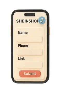 Форма заявки SHEINSHOP: имя, телефон и ссылка на корзину