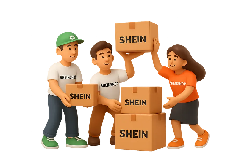 Команда собирает коробки с заказами SHEIN